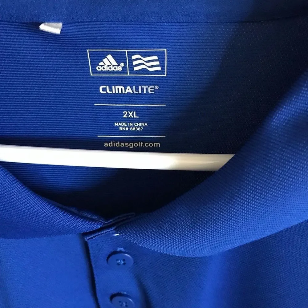 Adidas climalite golf polo shirt men’s SZ 2XL Blue short sleeve athletic